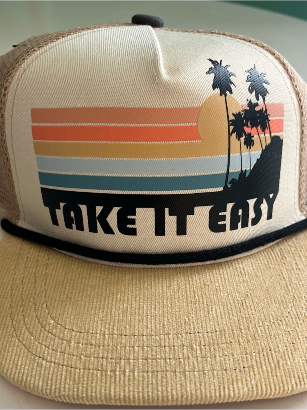 Take It Easy Beige Trucker Hat